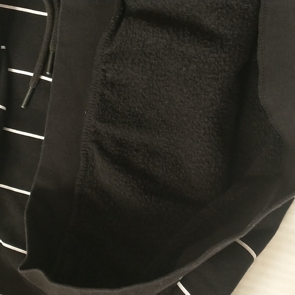 Denim & Flower black and white striped hoodie, kangaroo pocket - Picture 7 of 7